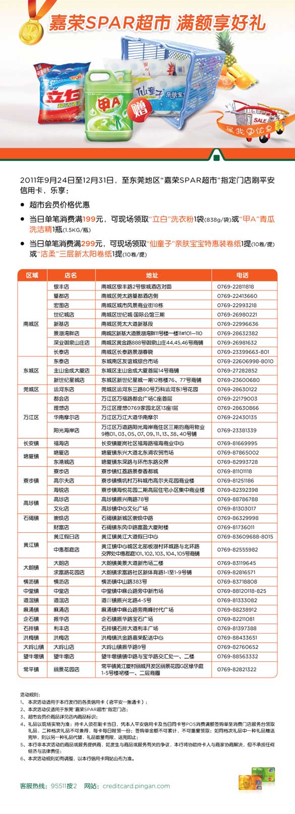 ,[东莞]平安信用卡嘉荣SPAR超市,满额享好礼 ,卡宝宝网 