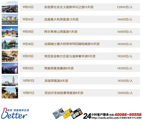 中信银行信用卡悠游季之十一黄金出行，卡宝宝网