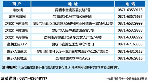 [昆明]中信银行信用卡 精彩齐分享,卡宝宝网