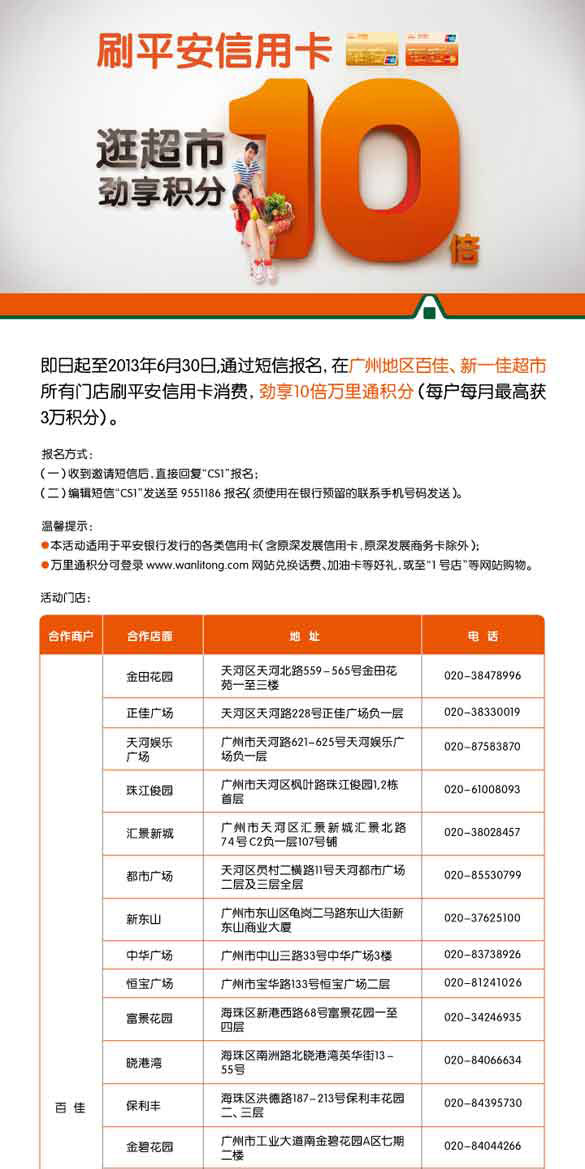 [广州]刷平安信用卡 逛百佳、新一佳超市劲享10倍积分,卡宝宝网